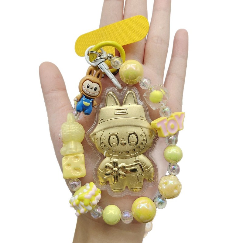 純金 999 ラブブ携帯電話チェーンゴールドラブブ漫画キャラクターバッグペンダントキーホルダーペンダントギフト|undefined
