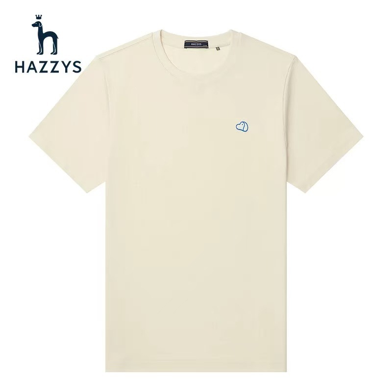 クロスボーダー Hazzys ハギス メンズ トップス 半袖 ラウンドネック Tシャツ 無地 刺繍 カジュアル|undefined