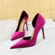 1363-6 Style Fashion Banquet High Heels Slim Heel Shallow Notched Pointed Side Cut Xishi Suede High Heel Single Shoe