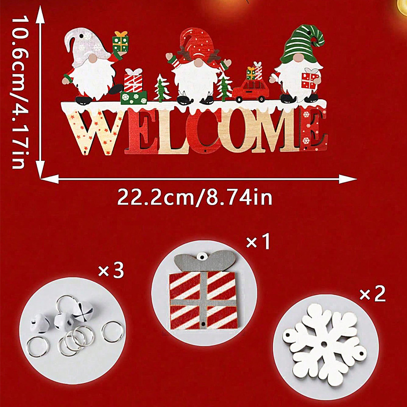 現物クリスマス装飾看板漫画アルファベット標識鈴木製ドア掛けクリスマスツリー装飾品ストラップ|undefined