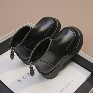 Girls Boots Autumn and Winter New Style 2025 Kidsren's Boots Little Girls Velvet Short Boots British Style Shoes Fashionable and Versatile