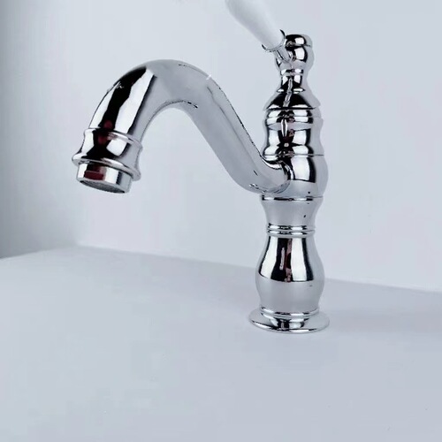 Nordic French retro gold face basin faucet bathroom creative European cold and hot splash-proof undermount basin faucet