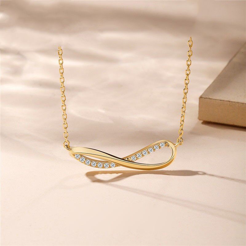 Minimalistische Mobius Ring Halskette Mit Strass Für Damen_voghion.com