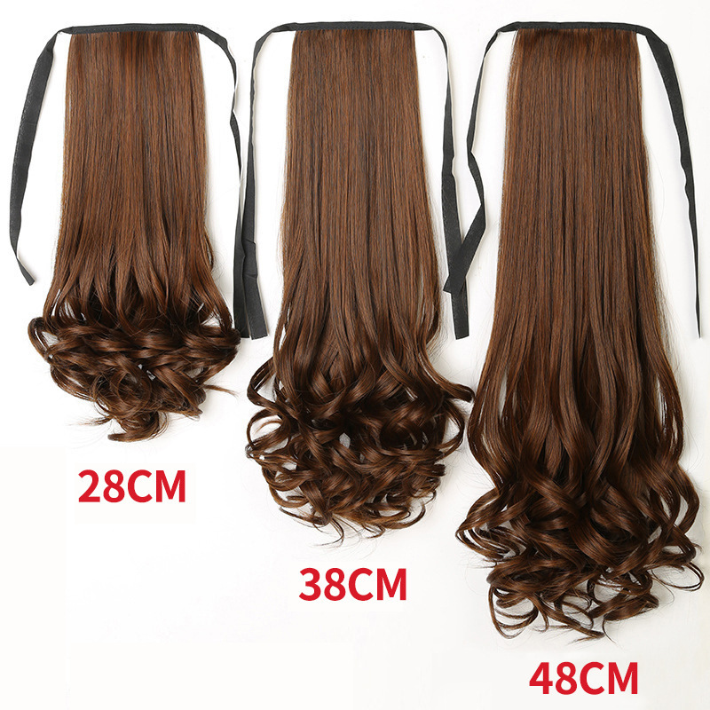 Factory wholesale wig ponytail female long curly hair strap pear flower big wave simulation mid-length short ponytail braid