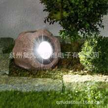 跨境太阳能石头灯 LED树脂石头灯石头草坪灯双色灯头可调角度