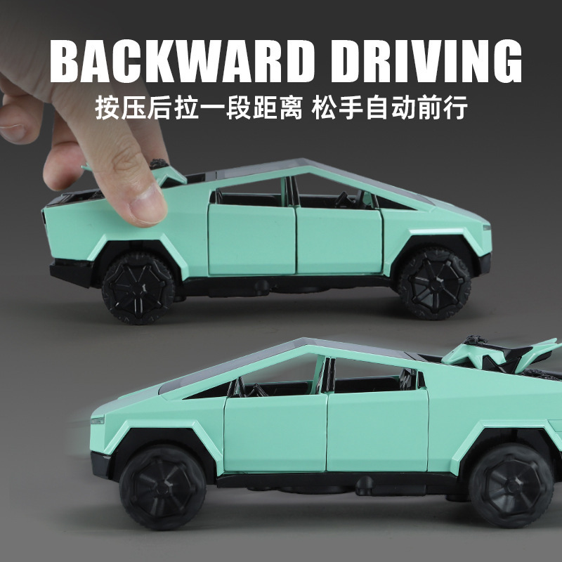 Nuevo modelo de coche de aleación Haodi 1:32 Tesla Pickup con motocicleta, sonido y simulación de luz, decoración del modelo de coche