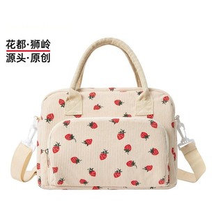 Simple and Fashionable Strawberry Print Lunch Bag Student Multifunctional Portable Meal Bag Large Capacity Casual Ladies Lunch Bag