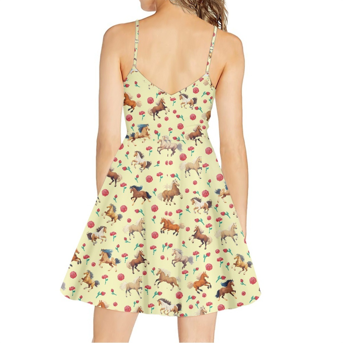 아마존 폭발 뜨거운 원피스 대외 무역 실행 말 장미 패턴 플러스 사이즈 조커 스커트 슬립 스커트