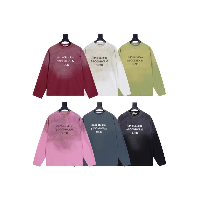 All Tags Intact Ac 1996 Washed and Distressed Letter Print High Street Long-Sleeve Loose Fit Unisex Couple T-Shirt All Tags Intact Ac 1996 Washed and Distressed Letter Print High Street Long-Sleeve Loose Fit Unisex Couple T-Shirt