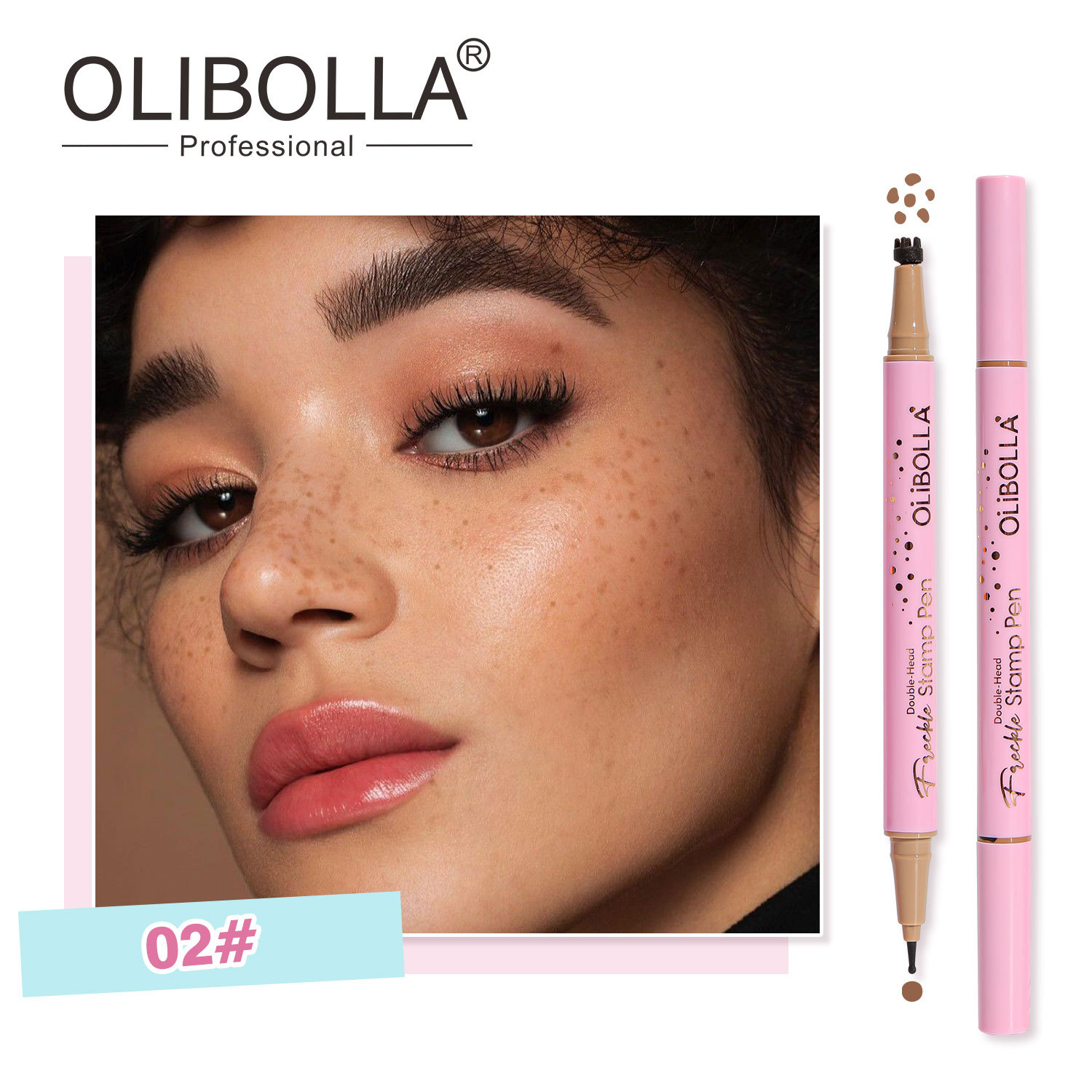 Transfronterizos OLIBOLLA simulación de pecas de doble cabeza pecas sello de pena puntuación de pena impermeable anti-transpiración maquillaje europeo y americano