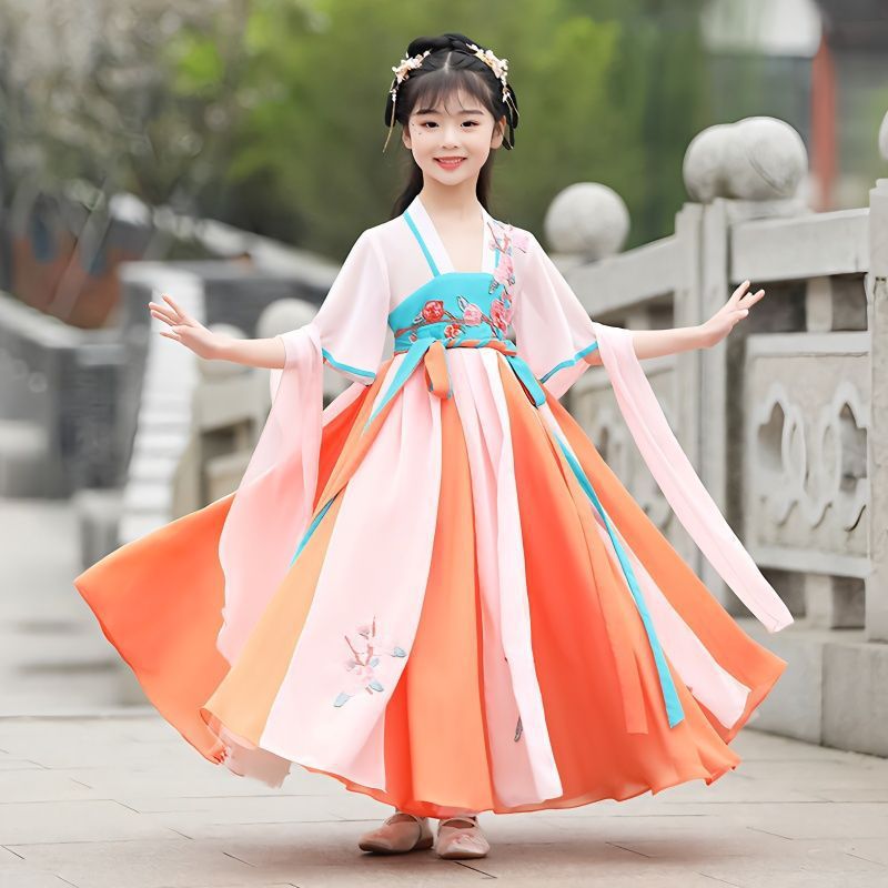 儿童汉服夏装女童中国风小女孩飘逸唐装襦裙古风超仙女连衣裙12岁