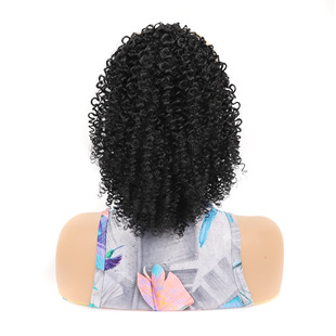 Wig Foreign Trade African Small Roll Horsetail Black kinkly Roll Fluffy Horsetail Cross-border Short Hair Wig Horsetail