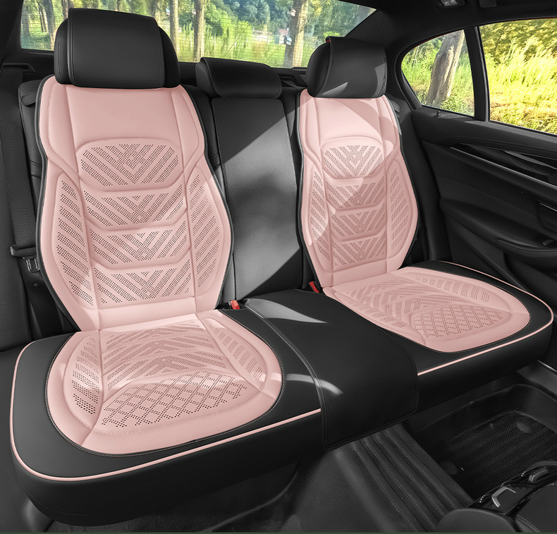 Car seat cushion made of perforated Nappa leather, breathable, suitable for all seasons, semi-enclosed, does not affect seat ventilation, specialized for small cars