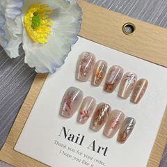 穿戴甲森系鎏金幻彩野鹿敦煌壁畫風假指甲甲片預製甲美甲貼片分碼