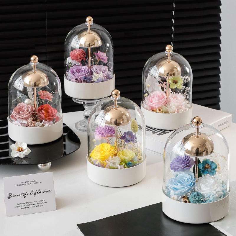 Yunnan al por mayor campana de viento eterna flor de vidrio lámpara de escritorio caja de regalo adornos lámparas de noche dormitorio regalo cálido