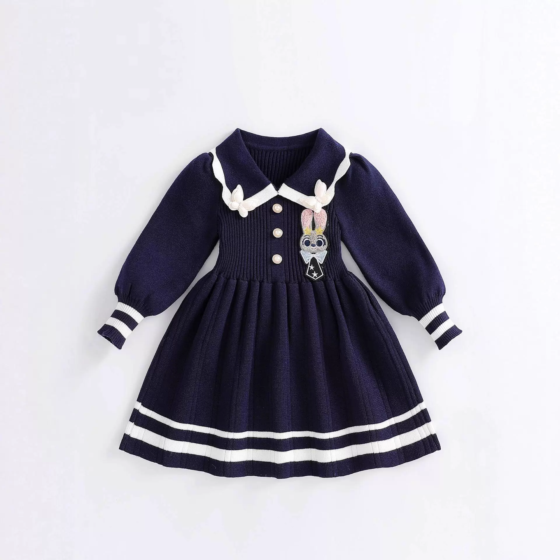 动物城新款宝宝毛衣裙公主裙子秋装兔子警官连衣裙儿童衣服女童