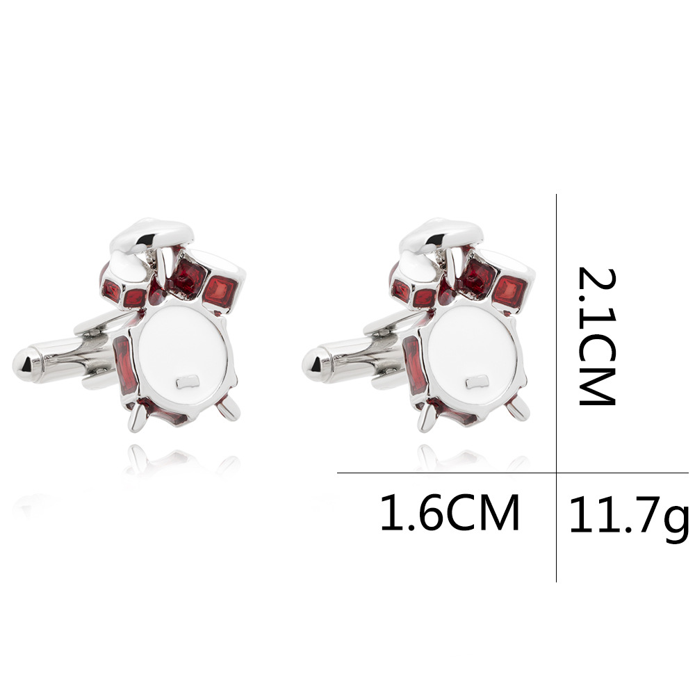 Moda europea y americana nota musical conjunto tambor violín piano guitarra forma metal mancuernas francés camisa mancuernas en stock