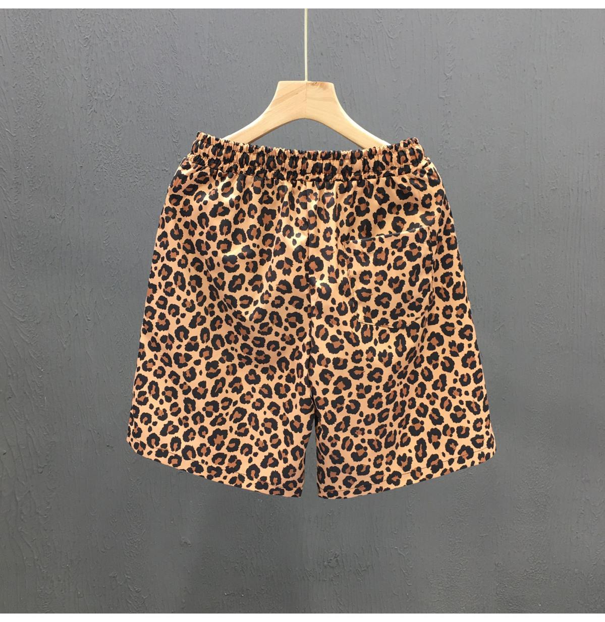 Plus Size Men's Leopard Print Shorts Summer Trendy Beachwear New Thin Style Retro Five Point Cut_viptrois.com