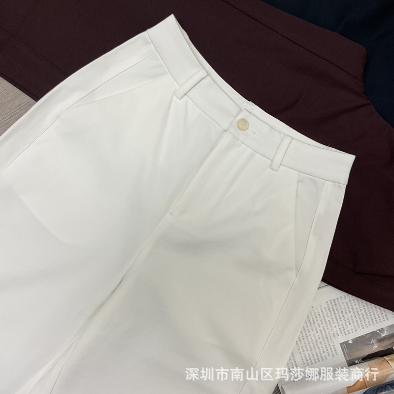 南油高端2025秋季新款时尚百搭高腰阔腿裤简约显瘦休闲九分裤气质|undefined