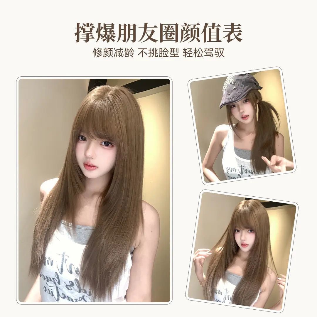 Ægte langhårsparyk til kvinder fra Jiangnan Girls High School, stilfuld og naturlig, perfekt til daglige Lolita-looks
