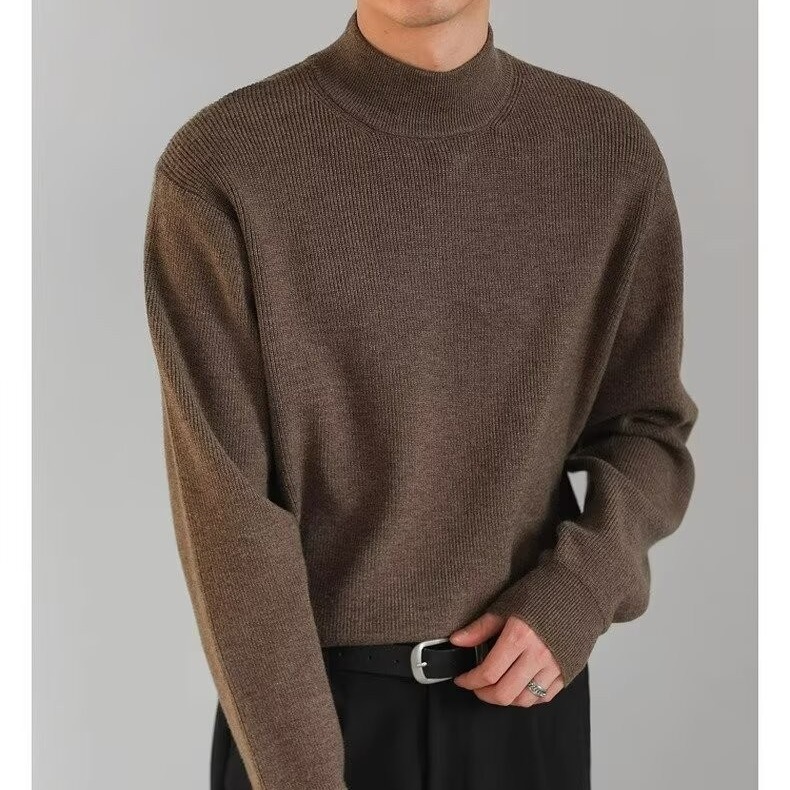 Retro fashionable knitted trend solid color sweater