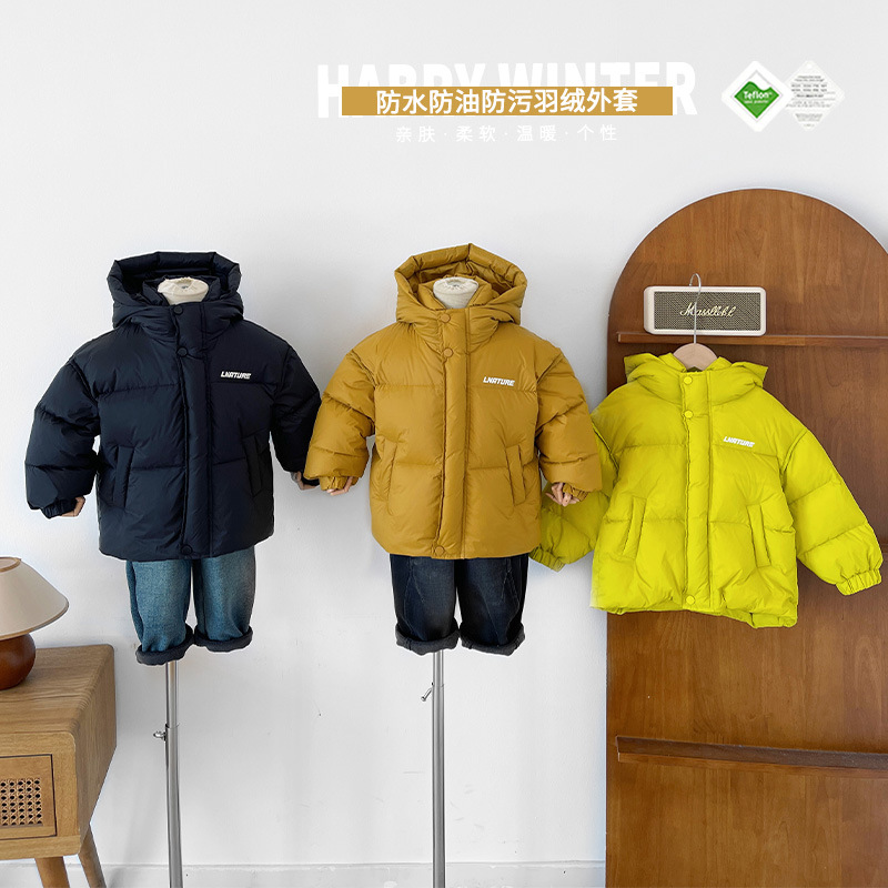 风之谷2025冬季新款童装儿童韩版洋气三防羽绒服男童保暖连帽外套