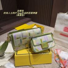 F家经典老花帆布包法棍包女士单肩斜挎复古包包经典款时尚百搭款