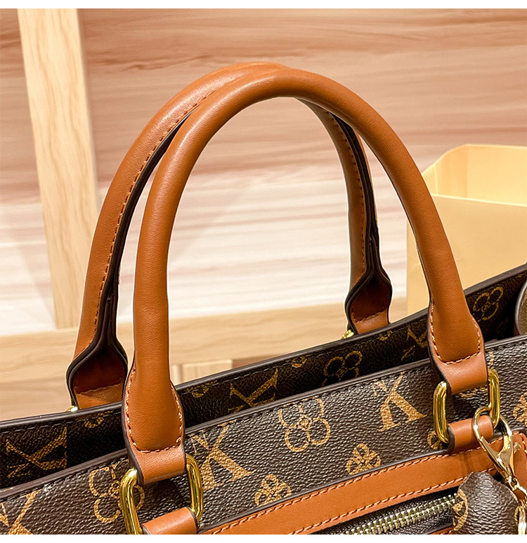 Túi tote da thật nữ đeo vai lớn phong cách cao cấp thu đông — NK/nâu, Màu kaki chi tiết 9