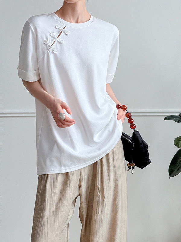 Juzhi福祉モデルは返品交換不可〜レディースミドル丈半袖万能Tシャツデザイントップス8355|undefined