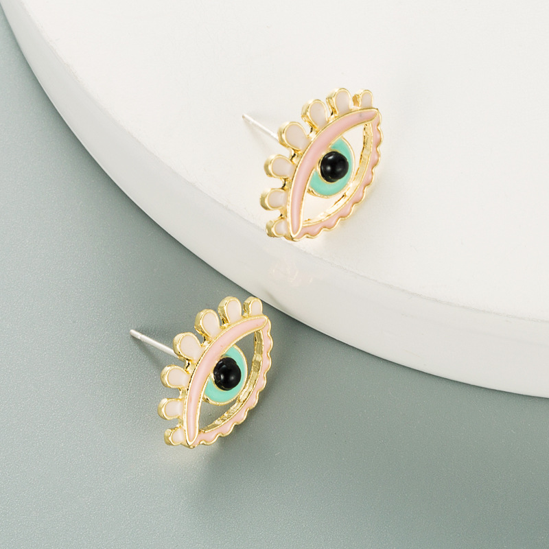 Fashion Devil's Eye Shape Dripping Color Stud Earrings display picture 3