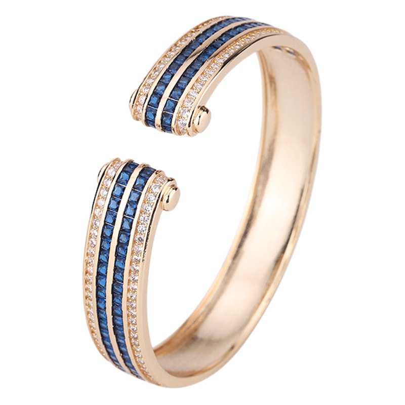 Zhuang Sheng joyería Venta caliente color tesoro europeo y americano retro pulsera mujer incrustaciones imitación color tesoro lujo incrustaciones pulsera Mujer al por mayor