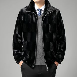 Haining Fur Mink Fleece Coat Men's Fashionable Mink Fur Coat 2024 Winter Thickened Lapel Gold Mink Fleece Coat
