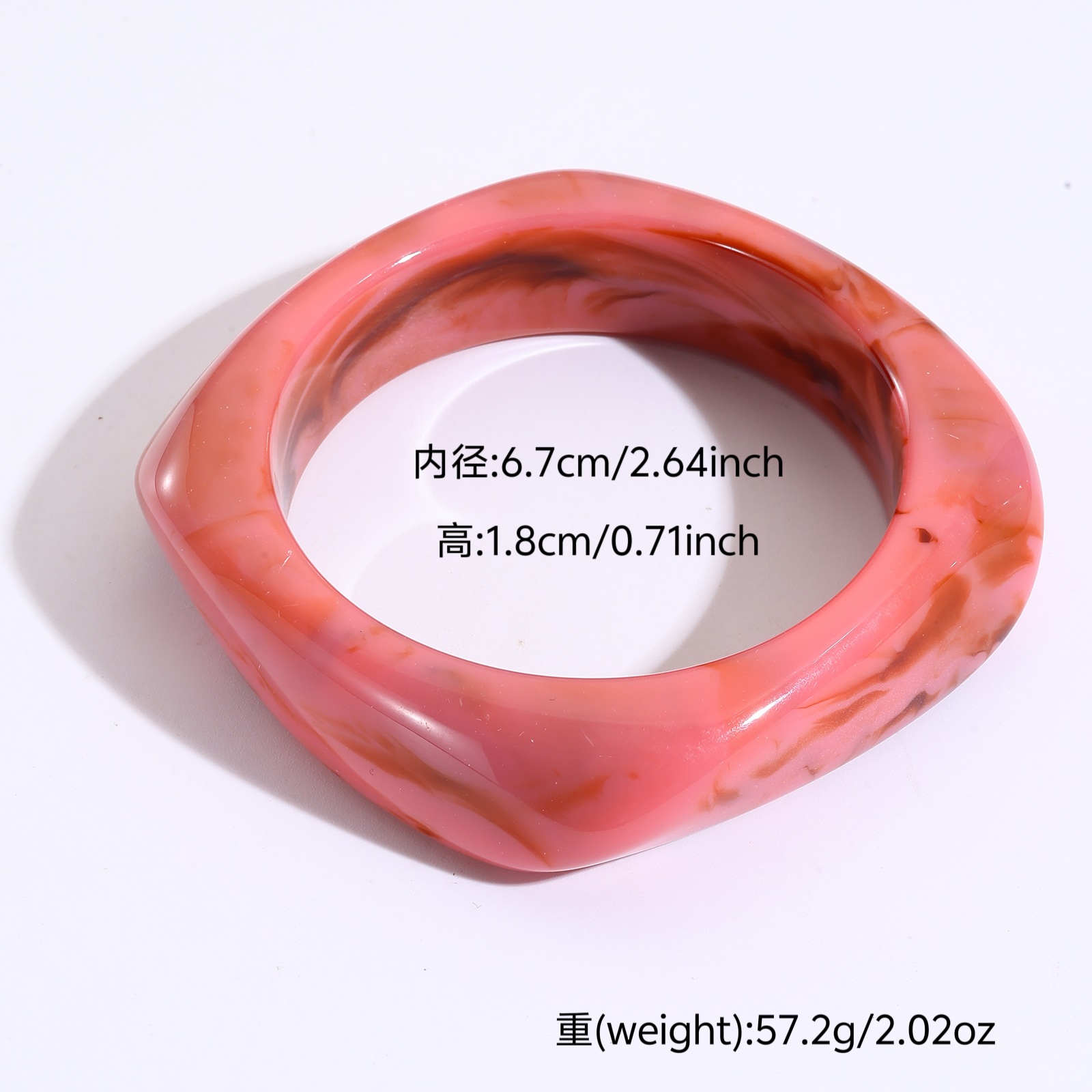 Europa y América de moda translúcida elíptica ancha joyería macarón chica retro pulsera de resina alta sensación al por mayor