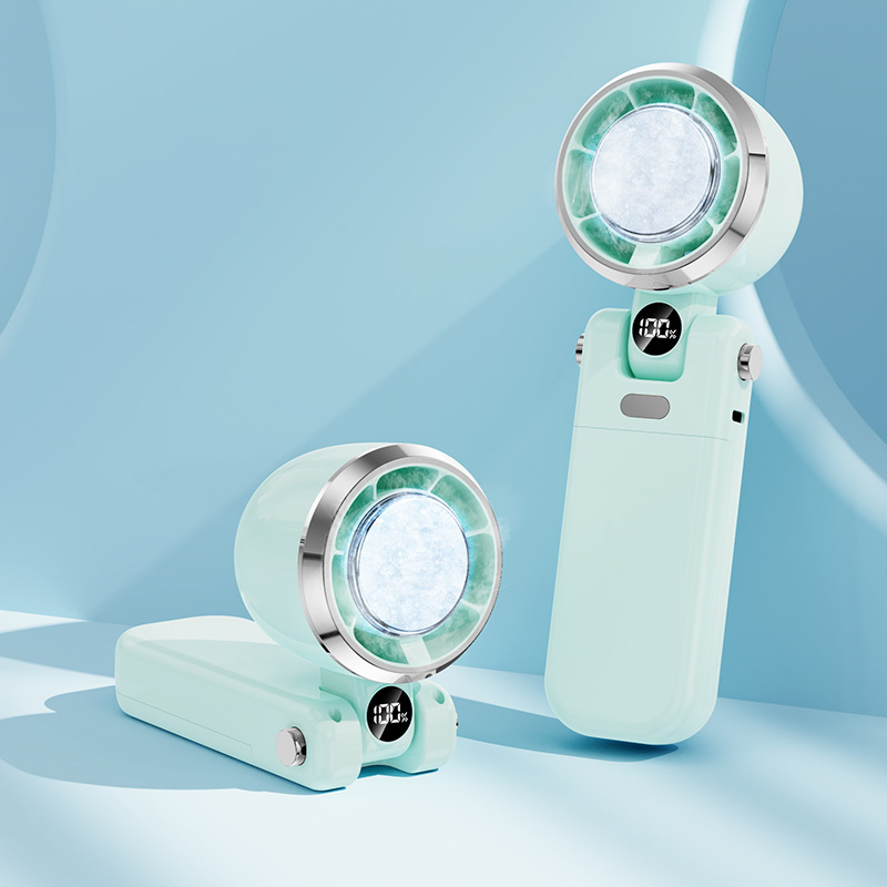 2025 ventilador de mano de hielo de oficina al aire libre portátil USB refrigeración digital de alta velocidad violenta turbina pequeño ventilador