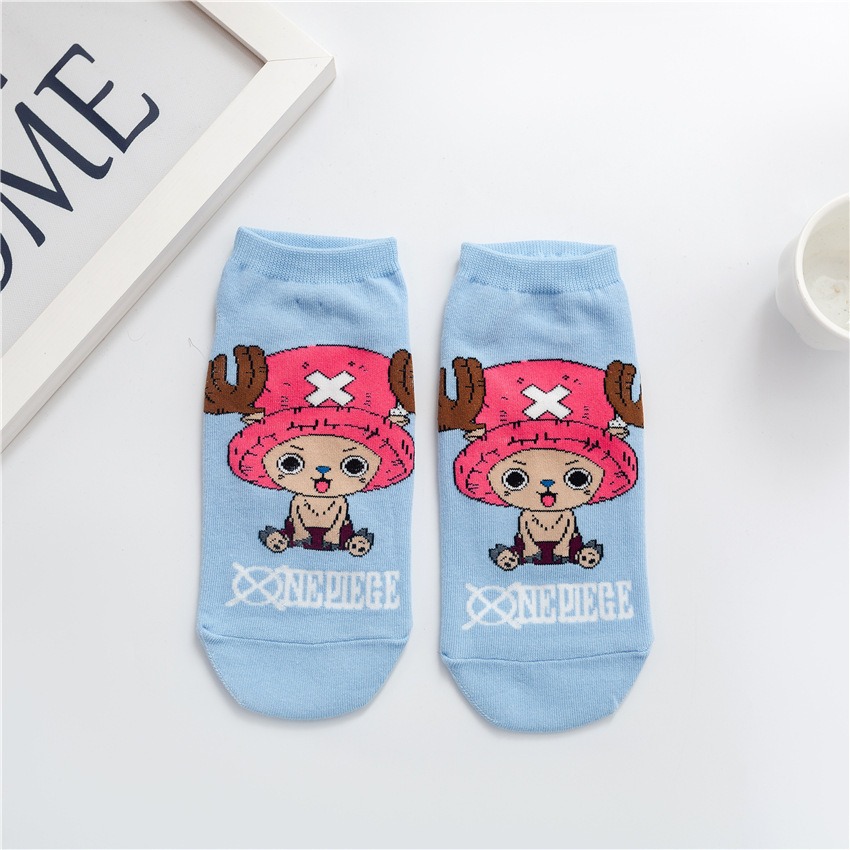 Calcetines para mujeres primavera y verano nuevas series One Piece calcetines lindas calcetines de dibujos animados superficiales, calcetines de algodón bajas