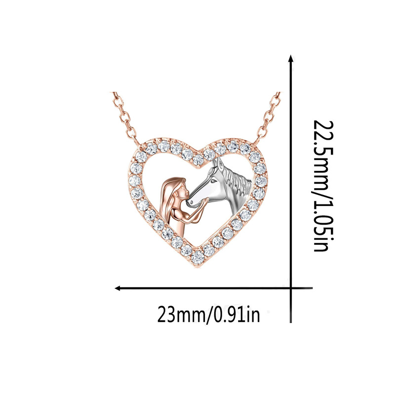 1 Piece Fashion Heart Shape Alloy Plating Rhinestones Womenu0027S Pendant Necklace
