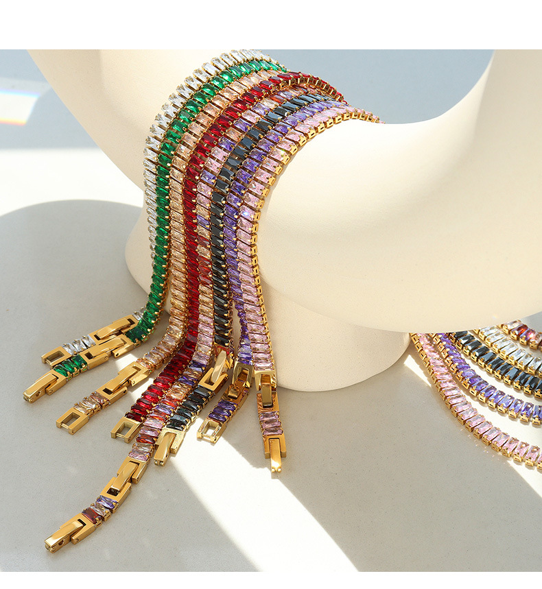 Retro Geometric Titanium Steel Inlay Zircon Bracelets Necklace