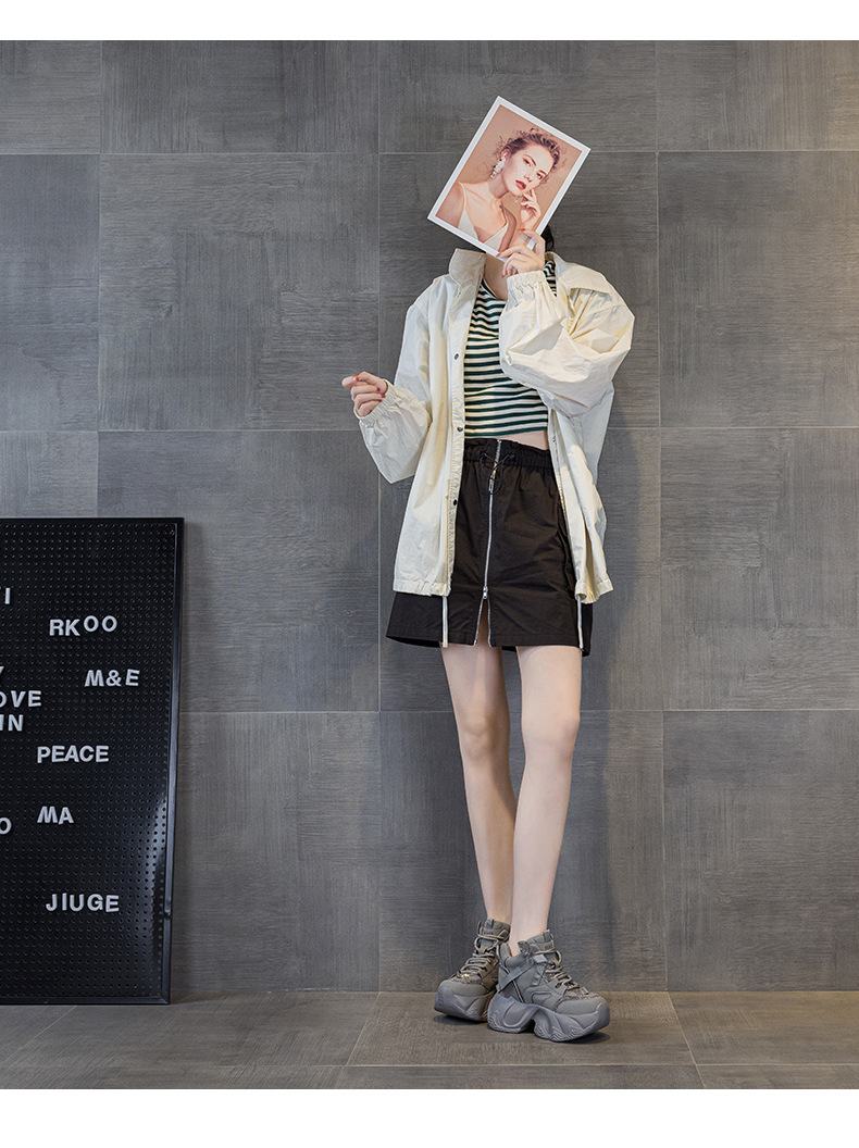 Giày sneaker nữ đế dày tăng chiều cao mùa thu 2025 phong cách hot trend buộc dây — M2936 lót đơn màu đen, M2936 lớp lót đơn màu xám, M2936-1 plus nhung đen, M2936 lớp lót đơn màu be chi tiết 24