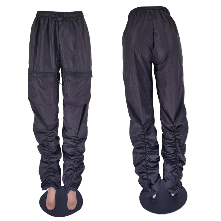 210g Weight Full Length Pants Length Spandex, Polyester Fabric Type Mid Waist Waist Line Cargo Pants Pants Type Micro-Elastic Elasticity Street Occasion Comfort Function Loose Version Solid Color Pattern Spring, Autumn Season Women's Gender Pocket Design Casual Style Women's Street Casual Solid Color Full Length Pocket Cargo Pants 12