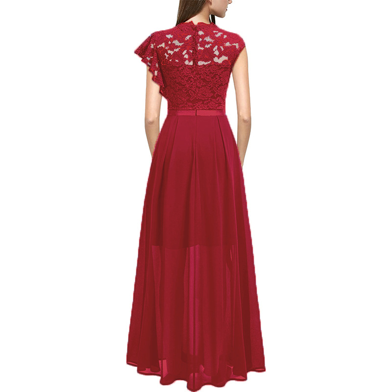 Cross-border Independent Site Party Women's Long Dress, Popular Lace Bridesmaid Evening Gown_ecoleips.com