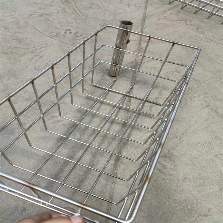 不锈钢购物篮金属方形手提蔬菜带盖篮不锈钢条形高温消杀清洗网篮
