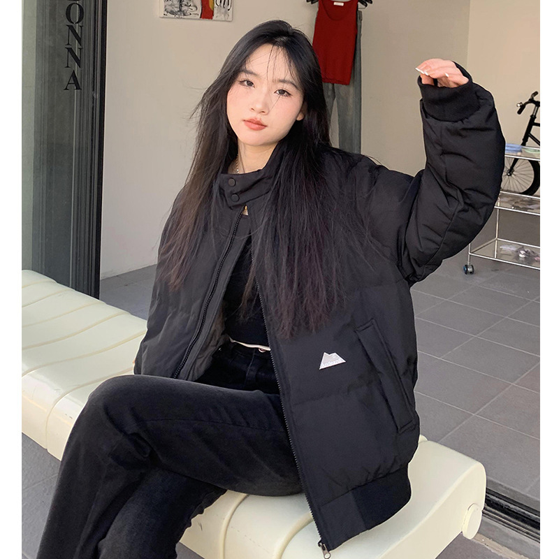 橘子树在哪儿立领羽绒棉服女冬季纯色百搭中性风宽松保暖情侣外套|undefined