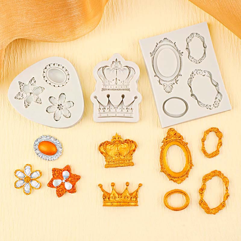 Utensilios para hornear Marco retro europeo Joyería Corona Herramientas de molde de silicona Molde de pastel de fondant Molde de chocolate