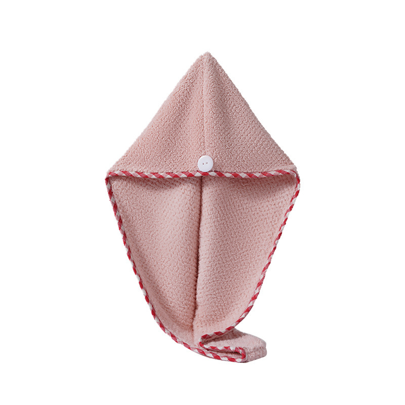 sombrero de cabello seco de coral de alta densidad mujer absorción suave toallas de lavado de cabello fibra fina sombrero de baño bordes fábrica al por mayor