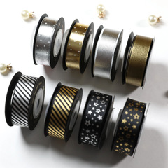 燙金絲帶緞帶禮品盒包裝帶蝴蝶結DIY手工節日裝飾綢帶綁禮物織帶