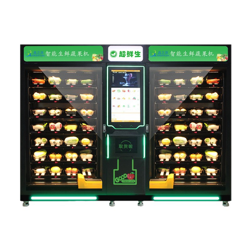 Gabinete automático de productos frescos Máquina expendedora Máquina de alimentos frescos no tripulada Código de escaneo de teléfono móvil Pago de carne y verduras refrigeradas Gabinete inteligente de productos frescos
