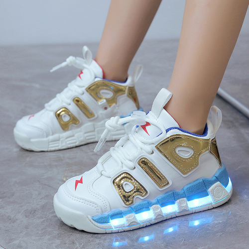 Charging colorful luminous shoes flash with light solid sole shoes luminous boys and girls students children's sports shoes basketball shoes