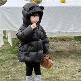 女童羽绒服2025新款冬装宝宝儿童白鸭绒外套冬季加厚保暖连帽上衣