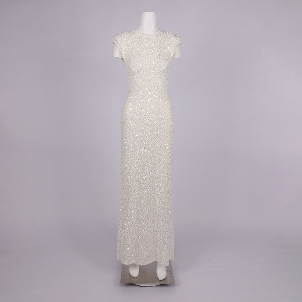 Women's Clothing Sexy Backless Oversized Shoulder Sequined Lace Bridesmaid Dress Australian Design Summer Style_ecoleips.com