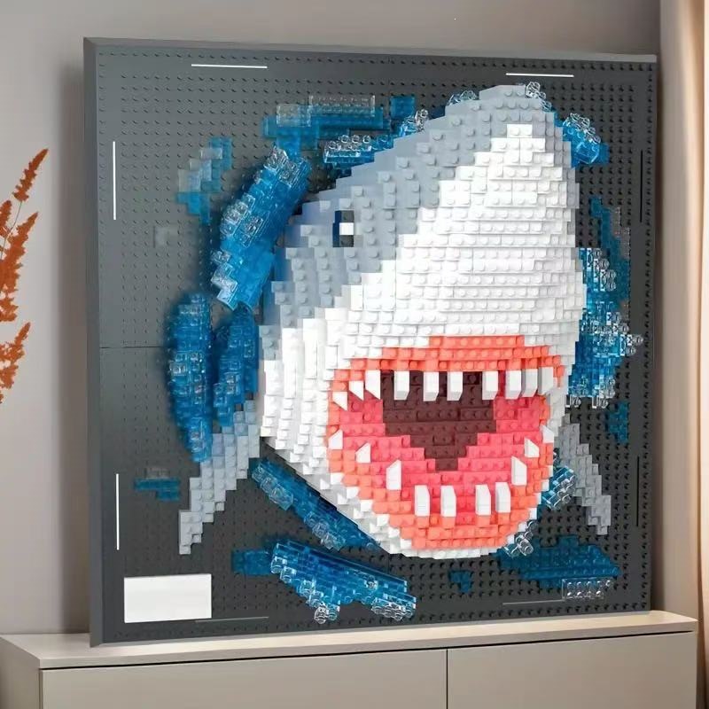 Explosiones transfronterizas 3D camaleón estereoscópico mural ganado tiburón animal cuelga marcos de dibujo juguetes de bloques al por mayor
